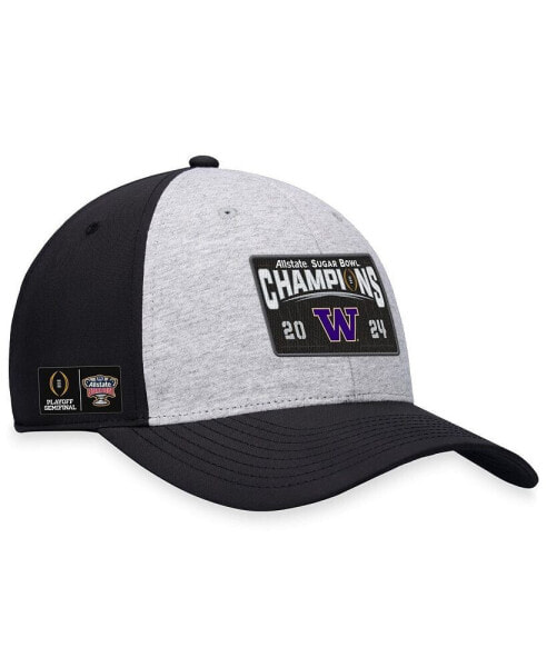 Men's Heather Gray, Black Washington Huskies College Football Playoff 2024 Sugar Bowl Champions Trucker Adjustable Hat