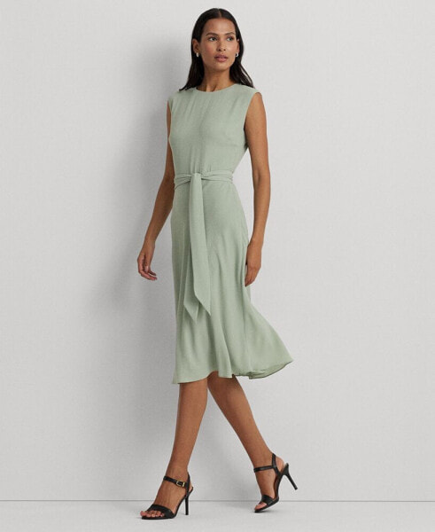 Women's Belted Bubble Crepe Dress