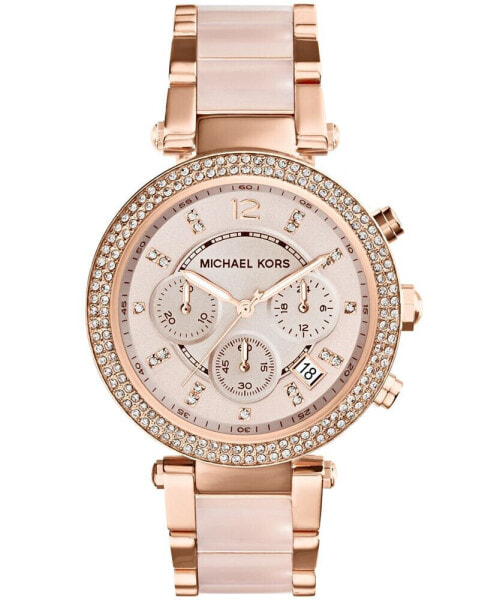 Women's Chronograph Parker Blush and Rose Gold-Tone Stainless Steel Bracelet Watch 39mm MK5896