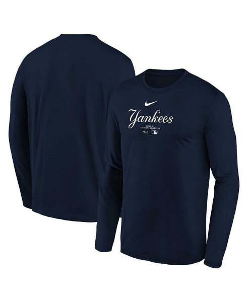 Big Boys Navy New York Yankees Authentic Collection Long Sleeve Performance T-shirt