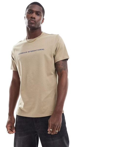 Barbour International Motored logo t-shirt in stone