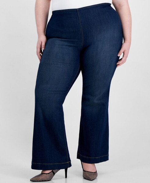 Plus Size Pull-On Flare-Leg Denim Jeans, Created for Macy's