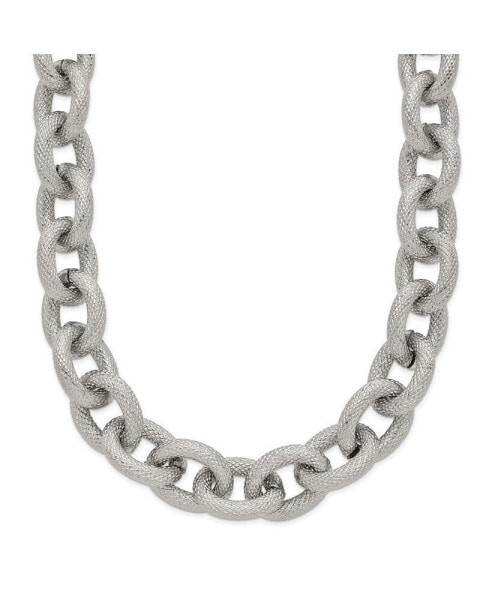 Chisel stainless Steel Polished and Textured Link 16.5 inch Necklace