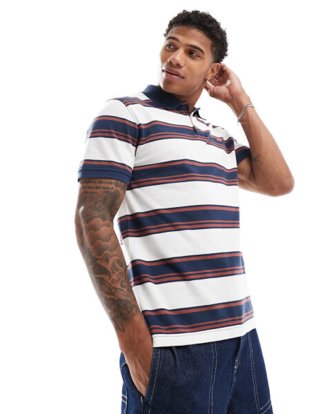 Levi's batwing logo stripe pique polo in blue