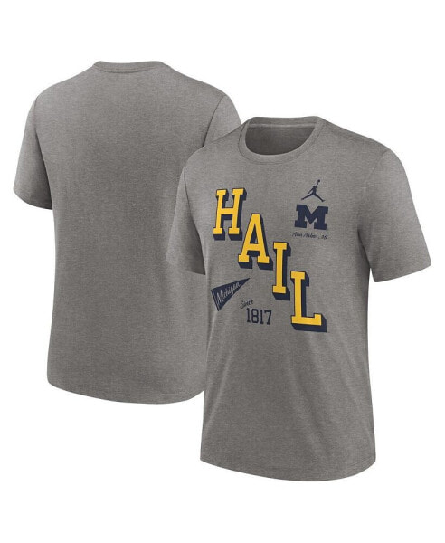 Men's Heather Gray Michigan Wolverines Blitz Roll Call Tri-Blend T-Shirt