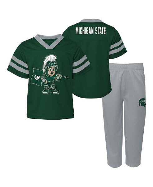 Toddler Boys and Girls Green Michigan State Spartans Two-Piece Red Zone Jersey and Pants Set