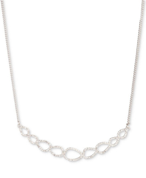 Givenchy silver-Tone Crystal Open Frontal Necklace, 16" + 3" extender