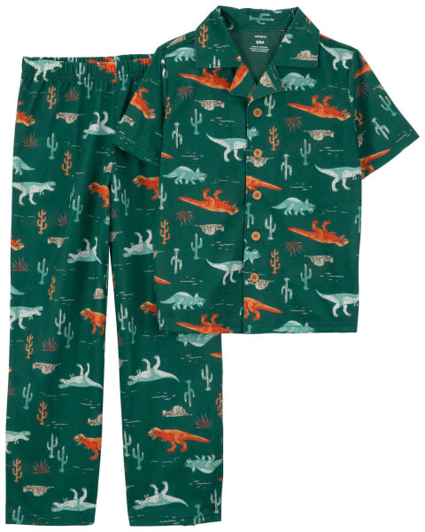 Kid 2-Piece Dinosaur Coat Style Pajamas 10