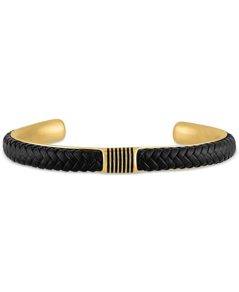 Браслет Esquire Men's Jewelry Woven Leather Cuff  Gold-Tone