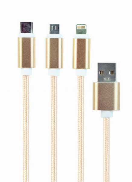 Gembird CC-USB2-AM31-1M-G - 1 m - USB A - USB C/Micro-USB B/Lightning - USB 2.0 - Gold - White