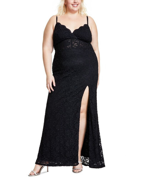 Trendy Plus Size Lace Bodycon Gown