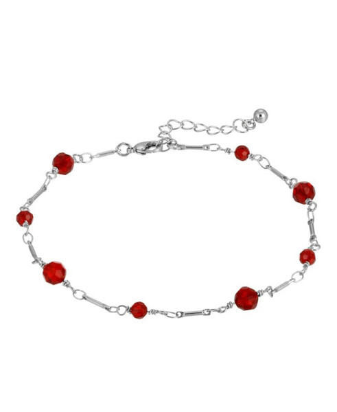Браслет 2028 Silver-Tone Red Beaded Anklet