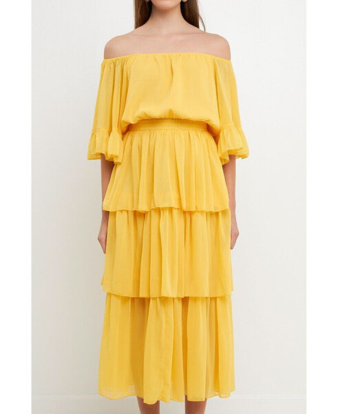 Women's Off-The-Shoulder Tiered Maxi Dress