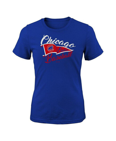 Big Girls Royal Chicago Cubs Team Fly The Flag T-shirt