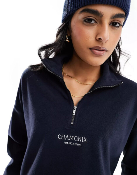 Noisy May 1/4 zip chamonix sweater in navy