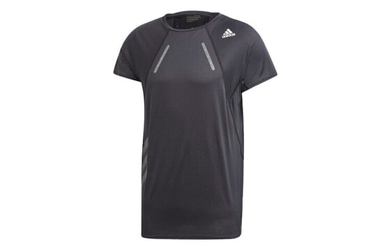 adidas 跑步运动纯色短袖T恤 男款 黑色 / Футболка Adidas T EK3052