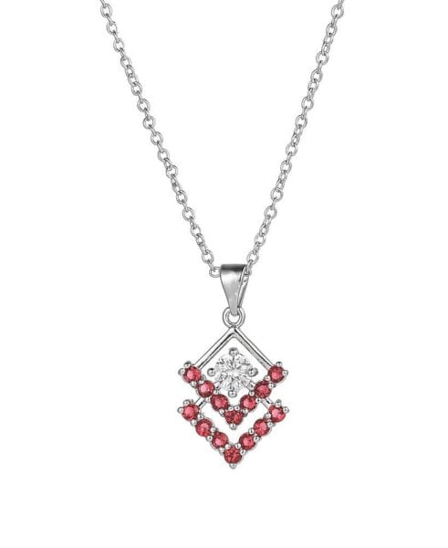 A&M silver-Tone Ruby Accent Triangle Pendant Necklace