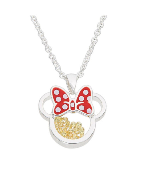 Minnie Mouse Womens Silver Plated Birthstone Shaker Necklace - 18+2''