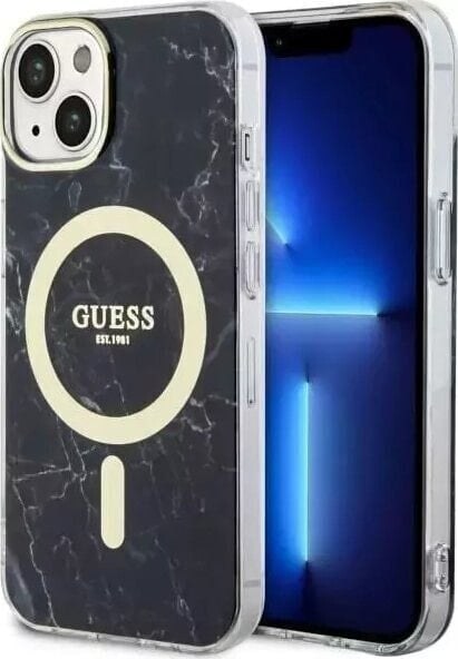 Guess Etui na telefon Guess GUHMP14MPCUMAK do Apple iPhone 14 Plus 6.7" czarny/black hardcase Marble MagSafe