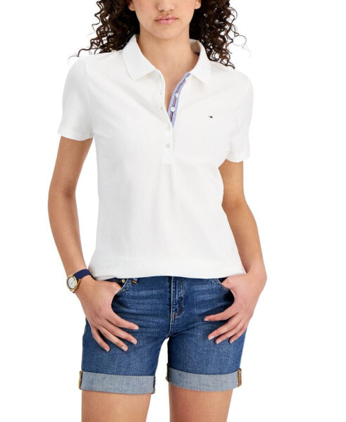 Women's Solid Short-Sleeve Polo Top