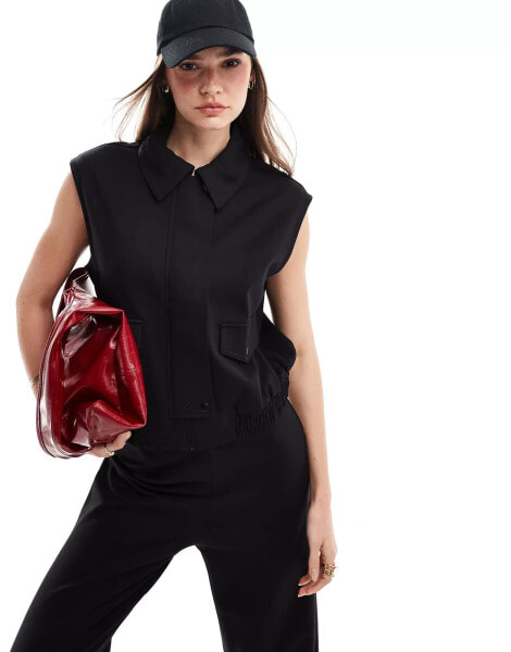 Mango utility co-ord waistcoat in black