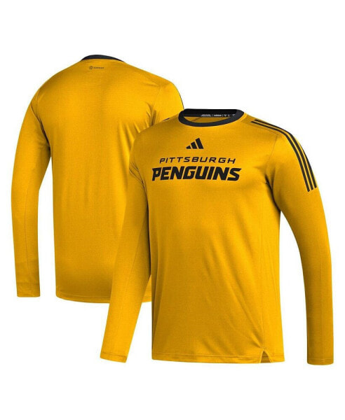 Men's Gold Pittsburgh Penguins AEROREADY® Long Sleeve T-shirt