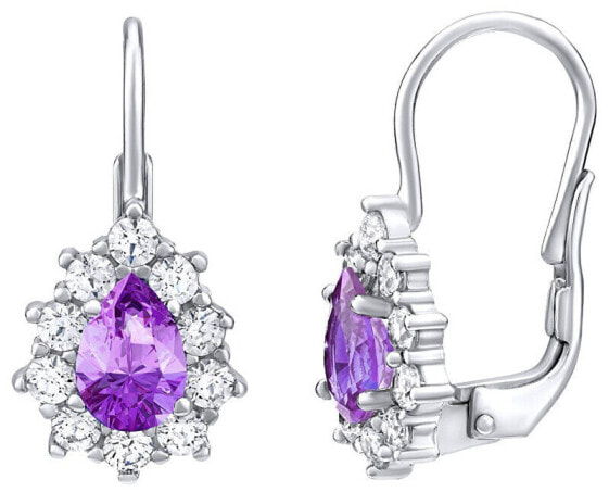 Silver purple earrings with Swarovski Zirconia SILVEGO31866F