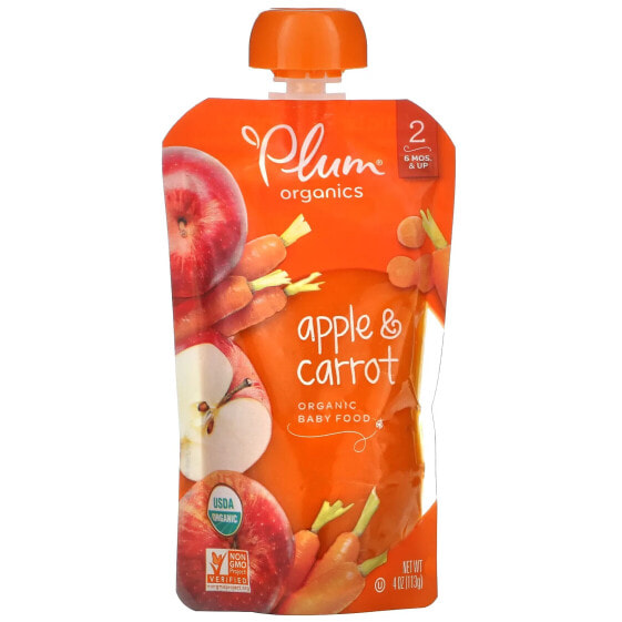Organic Baby Food, 6+ Months, Apple + Carrot, 4 oz (113 g)