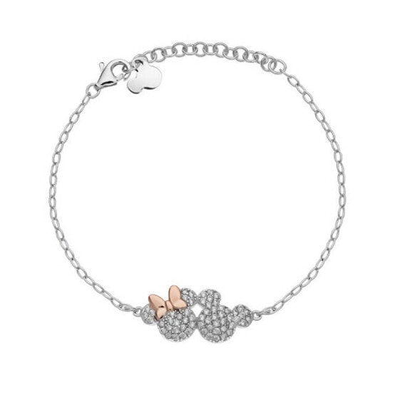 Beautiful silver bicolor Mickey and Minnie Mouse bracelet BS00048TZWL-55.CS