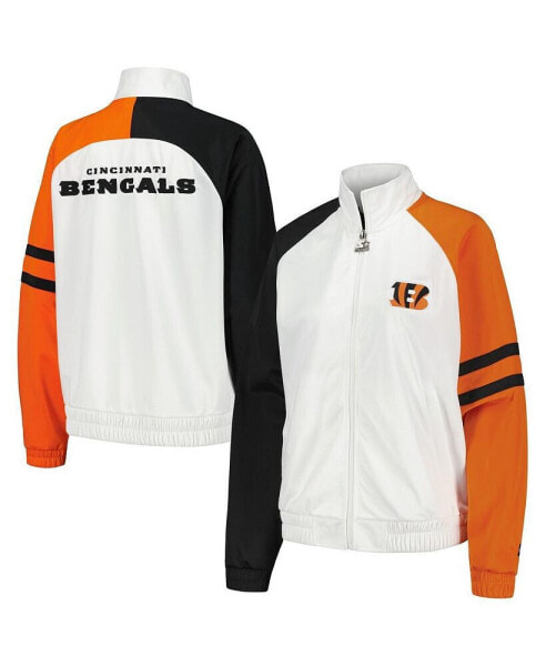 Women's White Cincinnati Bengals Curve Ball Raglan Full-Zip Track Jacket