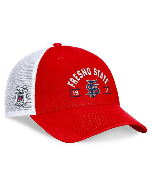 Men's Red/White Fresno State Bulldogs Free Kick Trucker Adjustable Hat