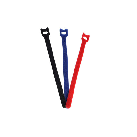ShiverPeaks BS18-10002 - Hook & loop cable tie - Nylon - Polyester - Black - Blue - Red - 20 cm - 12.6 mm - 12 pc(s)