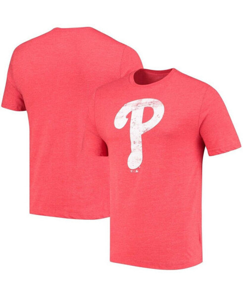Men's Red Philadelphia Phillies Weathered Official Logo Tri-Blend T-shirt