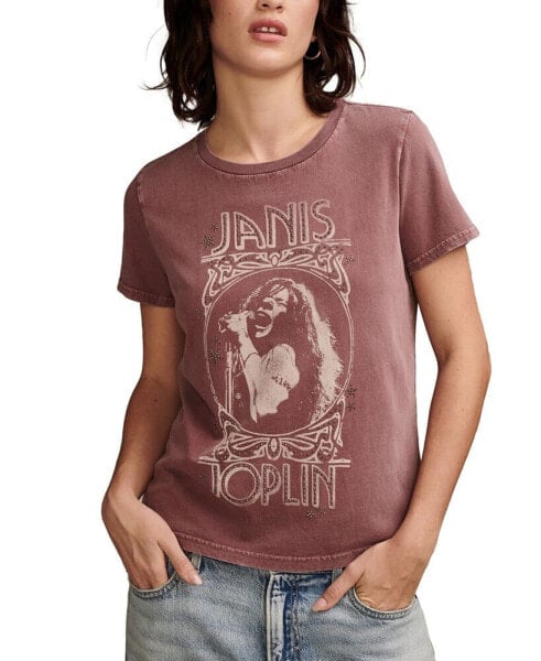 Women's Janis Joplin Crewneck Cotton T-Shirt