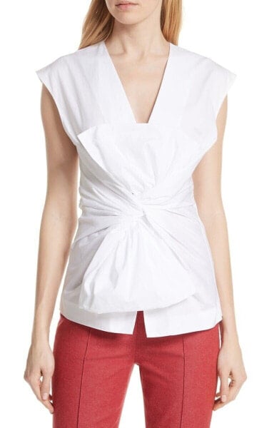 Diane Von Furstenberg Sculptured Waist Tie Blouse Women's Sz. S (White) 147341