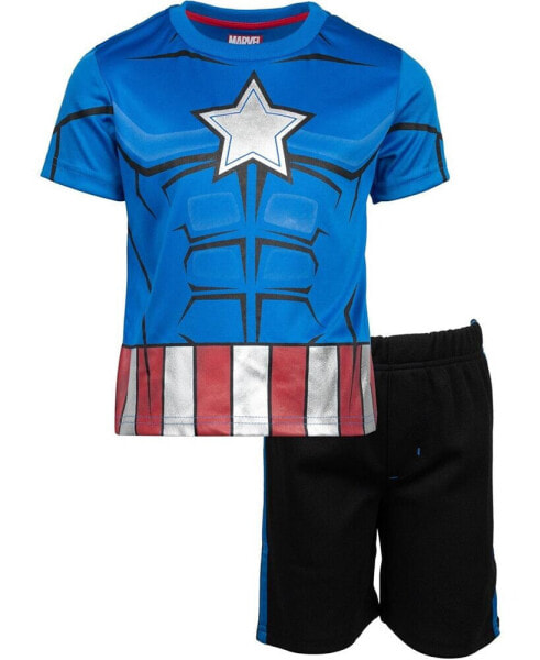 Avengers Captain America Iron Man Venom Hulk Cosplay Athletic T-Shirt and Shorts Outfit Set Toddler to Little Kid