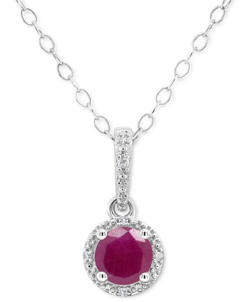 Macy's sapphire (5/8 ct. t.w.) & Diamond Accent Solitaire 18" Pendant Necklace in Sterling Silver (Also in Emerald & Ruby)
