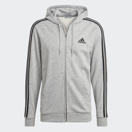 adidas men Essentials French Terry 3-Stripes Full-Zip Hoodie