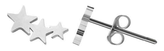 Longitudinal steel earrings with stars