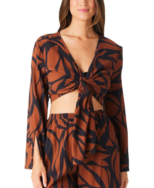 Women's Animal-Print Cotton Cover-Up Top