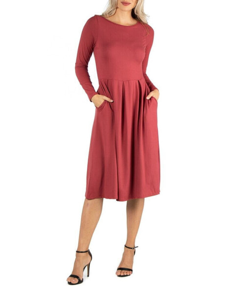 Women's Midi Length Fit and Flare Dress