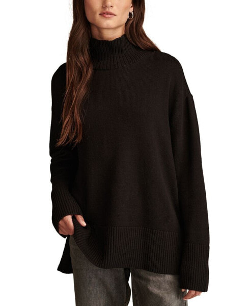 Women's Mock Neck Long-Sleeve Tunic Sweater