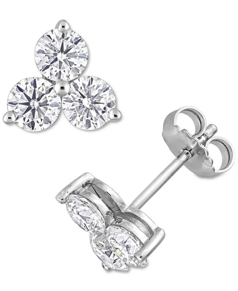 Lab-Created Moissanite Trillium Cluster Stud Earrings (2-1/6 ct. t.w.) in Sterling Silver