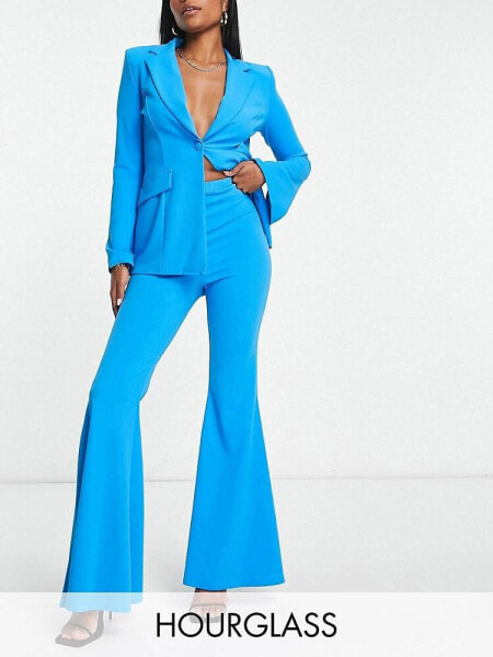 ASOS DESIGN Hourglass jersey suit super flare in electric blue