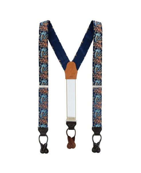 Men's Birds of Prosperity Silk Button End Suspenders