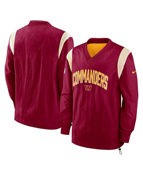 Men's Burgundy Washington Commanders Sideline Athletic Stack V-neck Pullover Windshirt Jacket