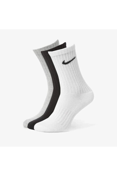 Antrenman Spor Çorap Üç Çift 38-42 Numara Siyah Beyaz Gri renk
