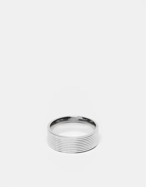 Icon Brand stainless steel wide groove band ring in silver