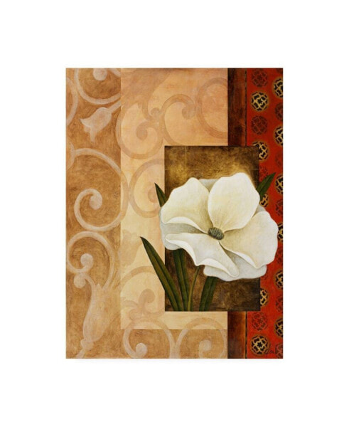 Pablo Esteban White Floral Beige 1 Canvas Art - 36.5" x 48"