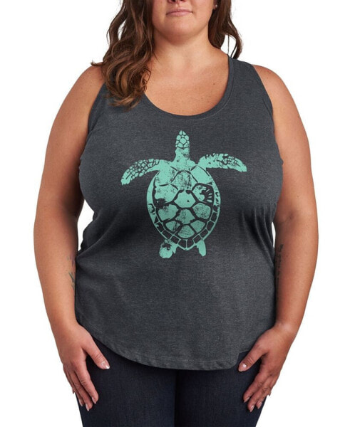 Trendy Plus Size Summer Sea Turtle Graphic Tank